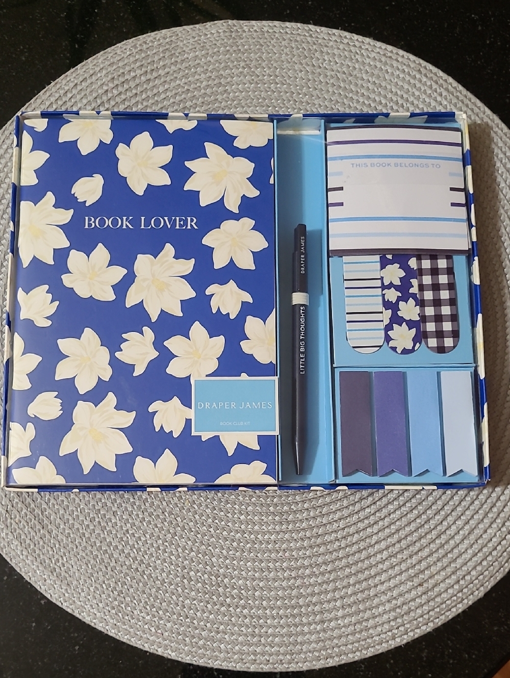 Draper James Blue Floral Book Lover Gift Set with Cream Accents